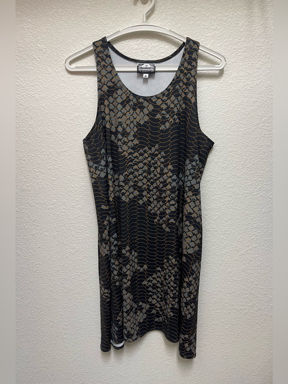 MANUHEALI’I Hawaiian Sleeveless Tank Dress Black and Grey Women’s Size M